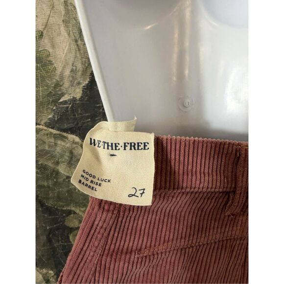 Free People We The Free Good Luck Mid-Rise Cord Barrel Jeans Size 27 - Picture 9 of 10